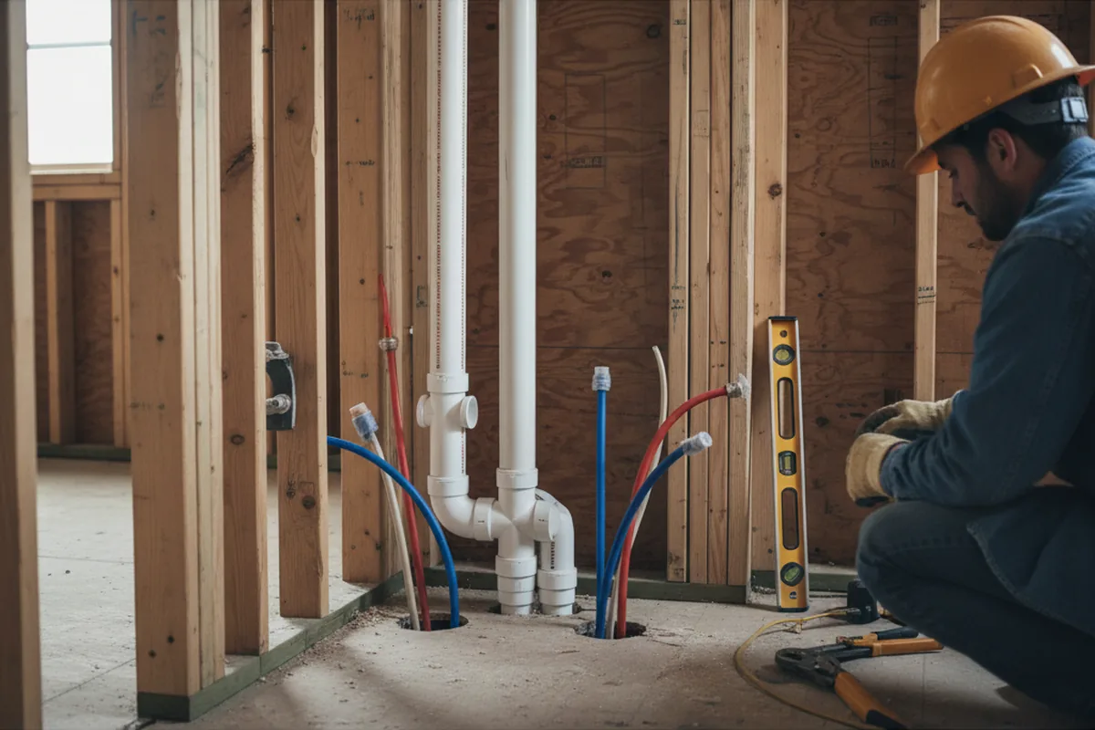 Drain and supply rough-in during Drain Cleaning in West Chazy