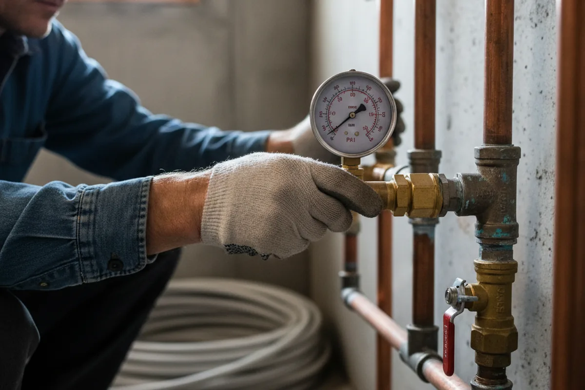 Pressure testing a repaired line during Water Line Repair in West Chazy